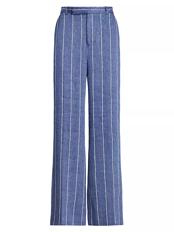 

Широкие брюки из льна и хлопка в полоску Polo Ralph Lauren, цвет blue white stripe