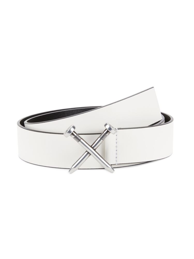

Кожаный ремень с логотипом Off-White, цвет White Black