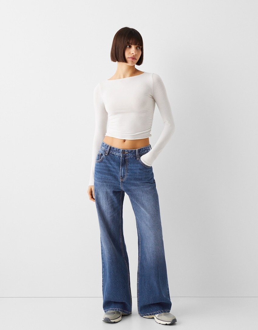 

Широкие джинсы в стиле 90-х Bershka, синий
