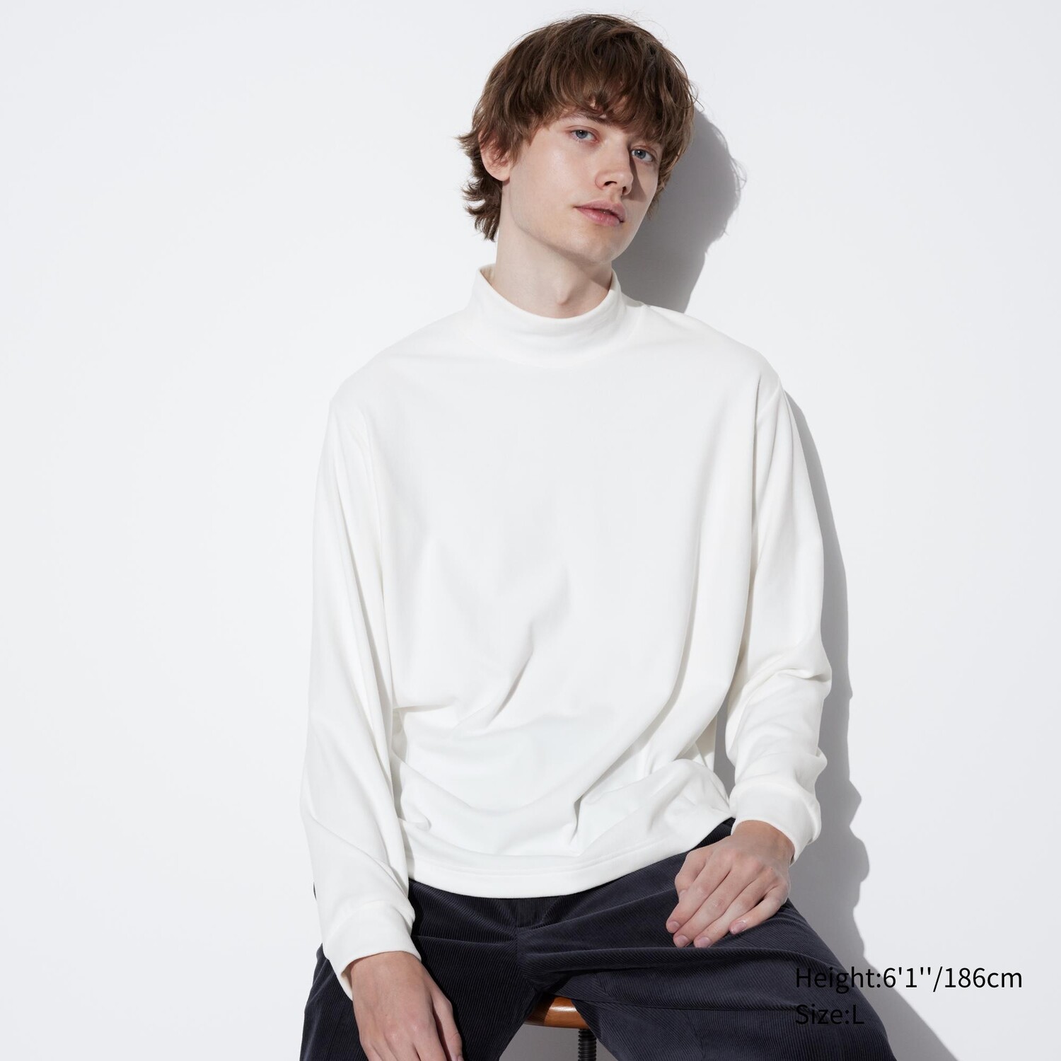 

Футболка флисовая Uniqlo с вырезом и длинными рукавами, белый