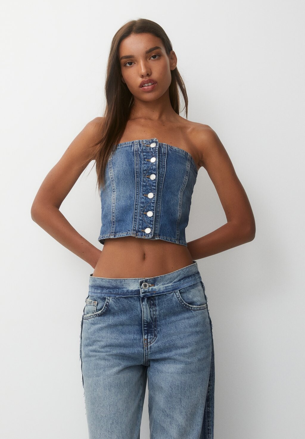 

Топ Corset PULL&BEAR, цвет blue denim