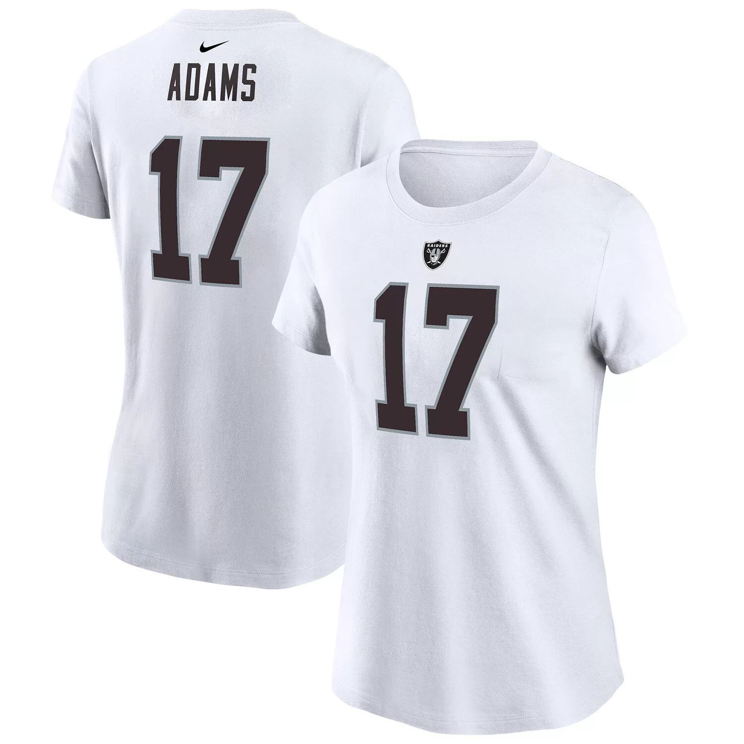 Женская белая футболка Nike Davante Adams Las Vegas Raiders с именем и номером игрока Nike мужские черные шорты davante adams las vegas raiders с именем и номером игрока pro standard