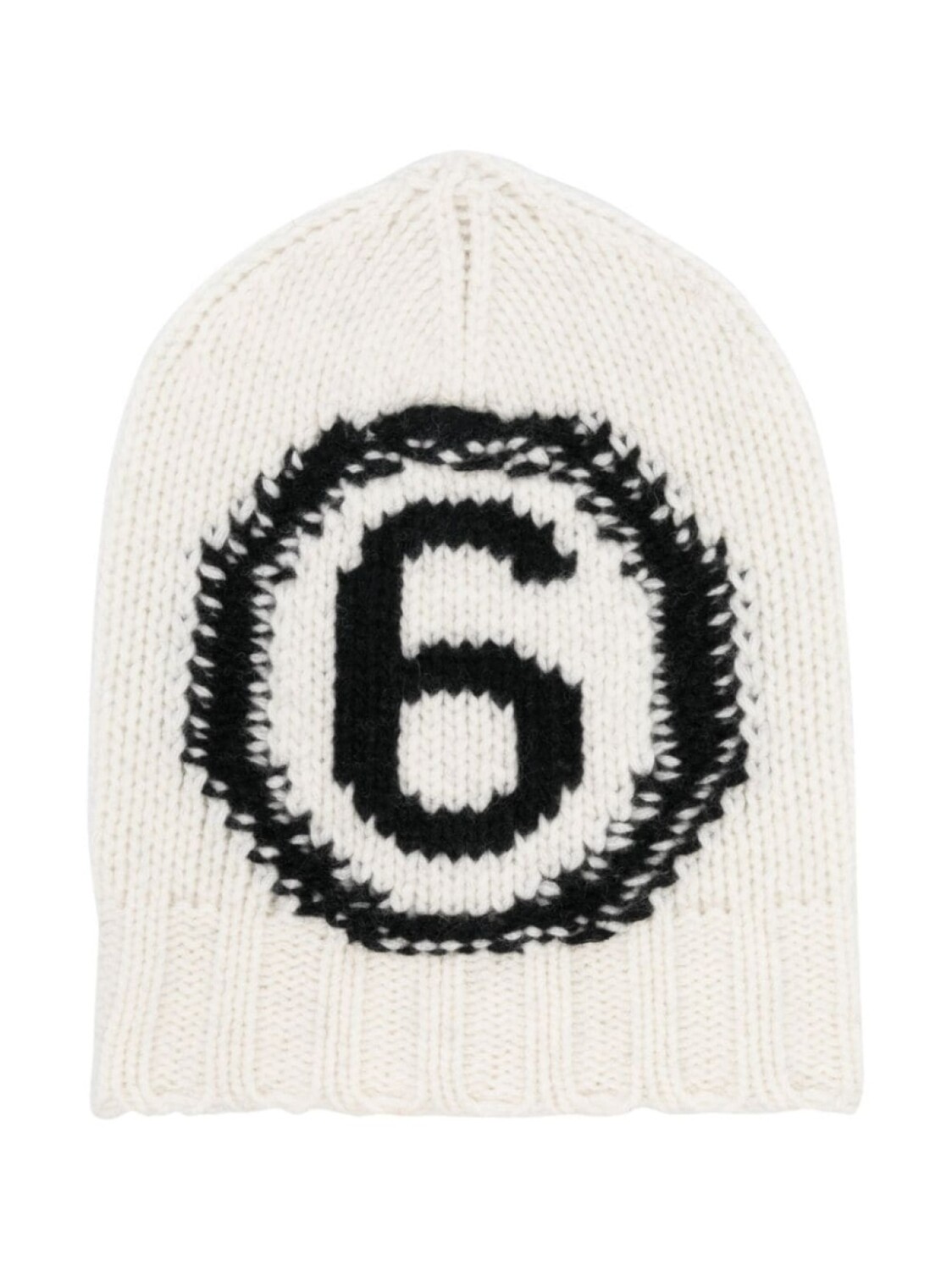 

MM6 Maison Margiela Kids шапка бини вязки интарсия с логотипом, белый
