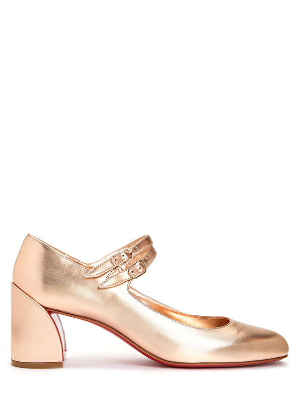 

Кожаные туфли на каблуке miss jane цвета розового золота Christian Louboutin