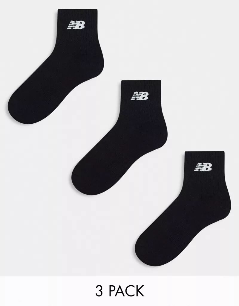 Набор из 3 черных носков с логотипом New Balance