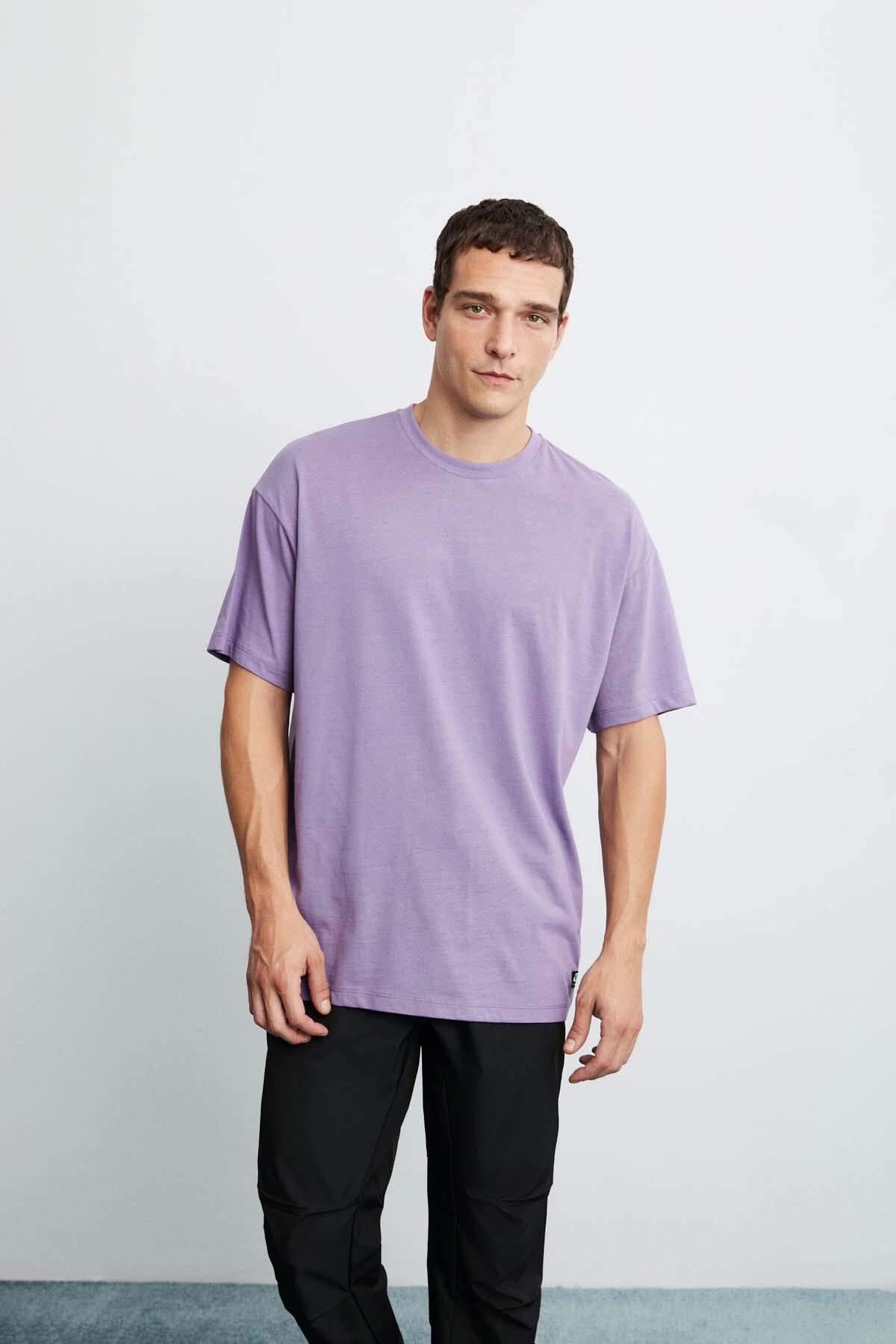 Мужская футболка оверсайз Jett из 100% хлопка с плотной текстурой GRIMELANGE, фиолетовый футболка мужская оверсайз из хлопка xs