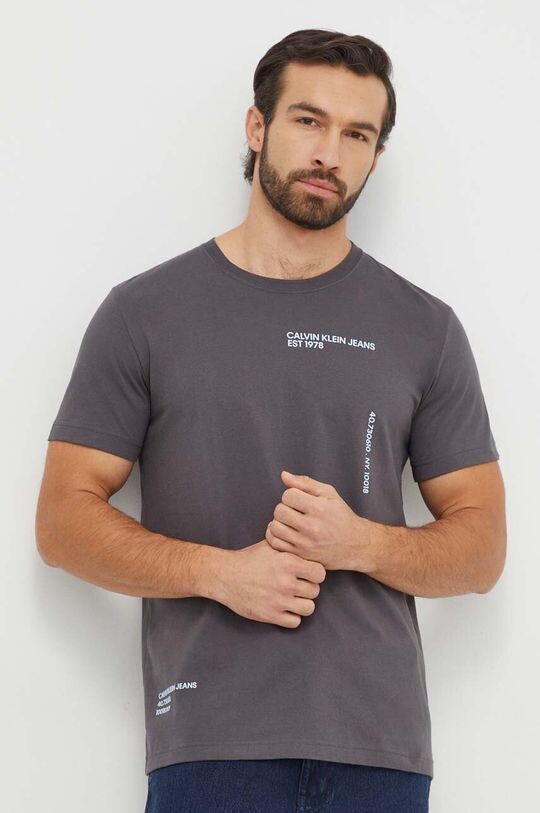 

Хлопковая футболка Calvin Klein Jeans, серый
