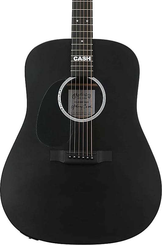 Акустическая гитара Martin DX Johnny Cash Left-Handed Acoustic-Electric Guitar, Black w/ Gig Bag