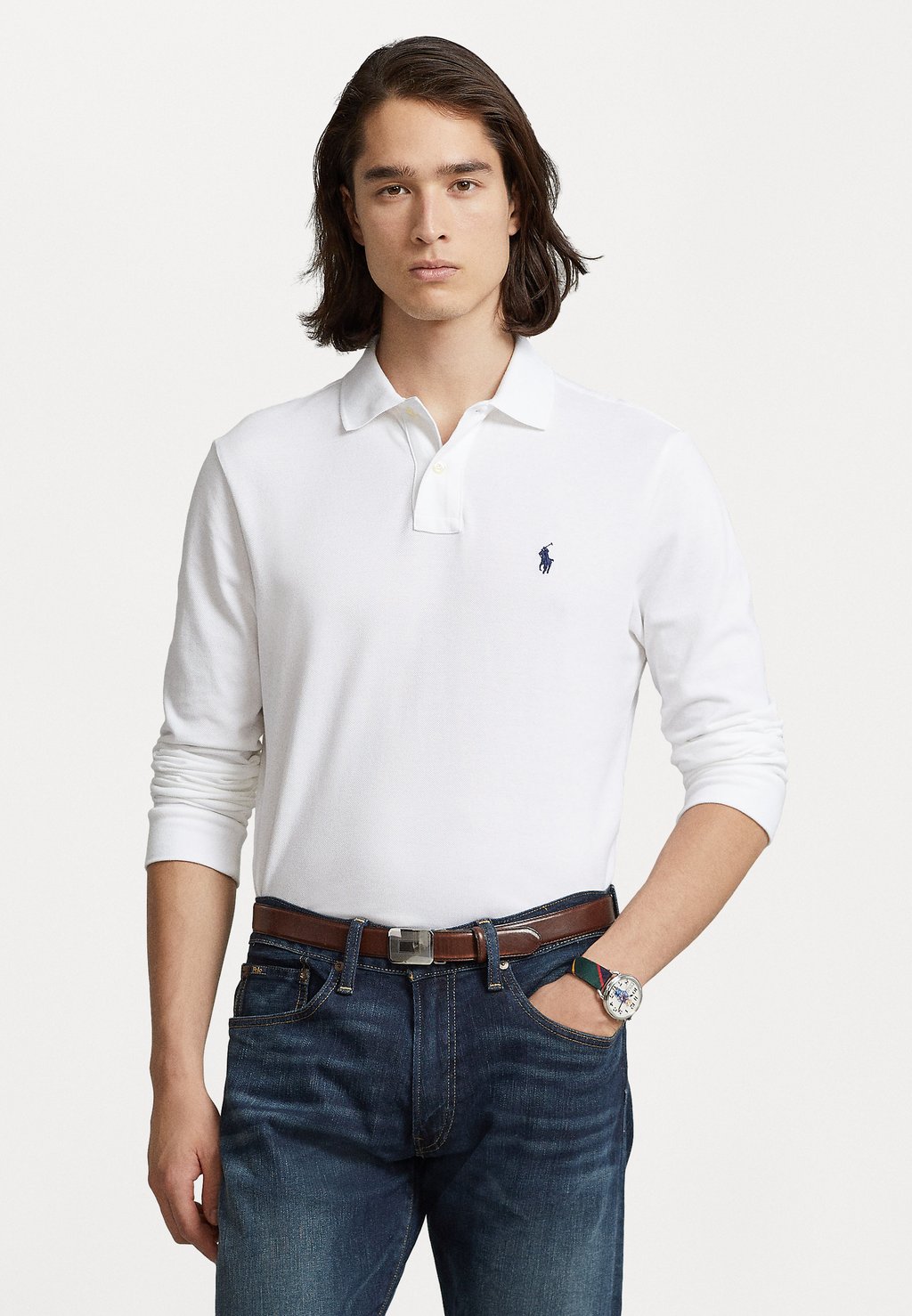 Рубашка-поло SLIM LONG SLEEVE Polo Ralph Lauren, белый