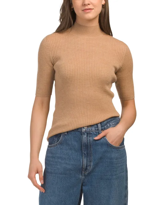 

Шерстяной пуловер с рукавами до локтя H Halston, цвет Cappuchino Heather