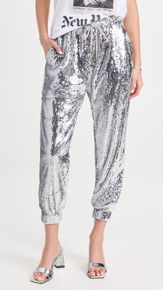 

Джоггеры English Factory Sequin, серебряный