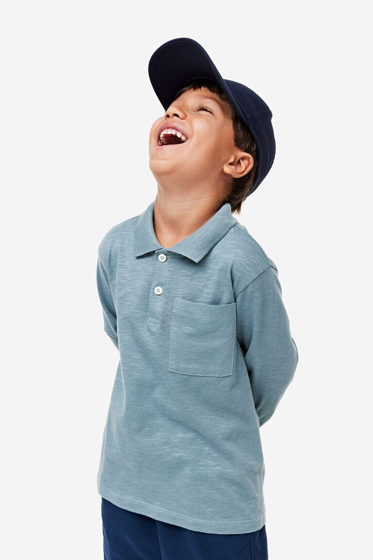 

Рубашка-поло из хлопкового джерси H&M, синий