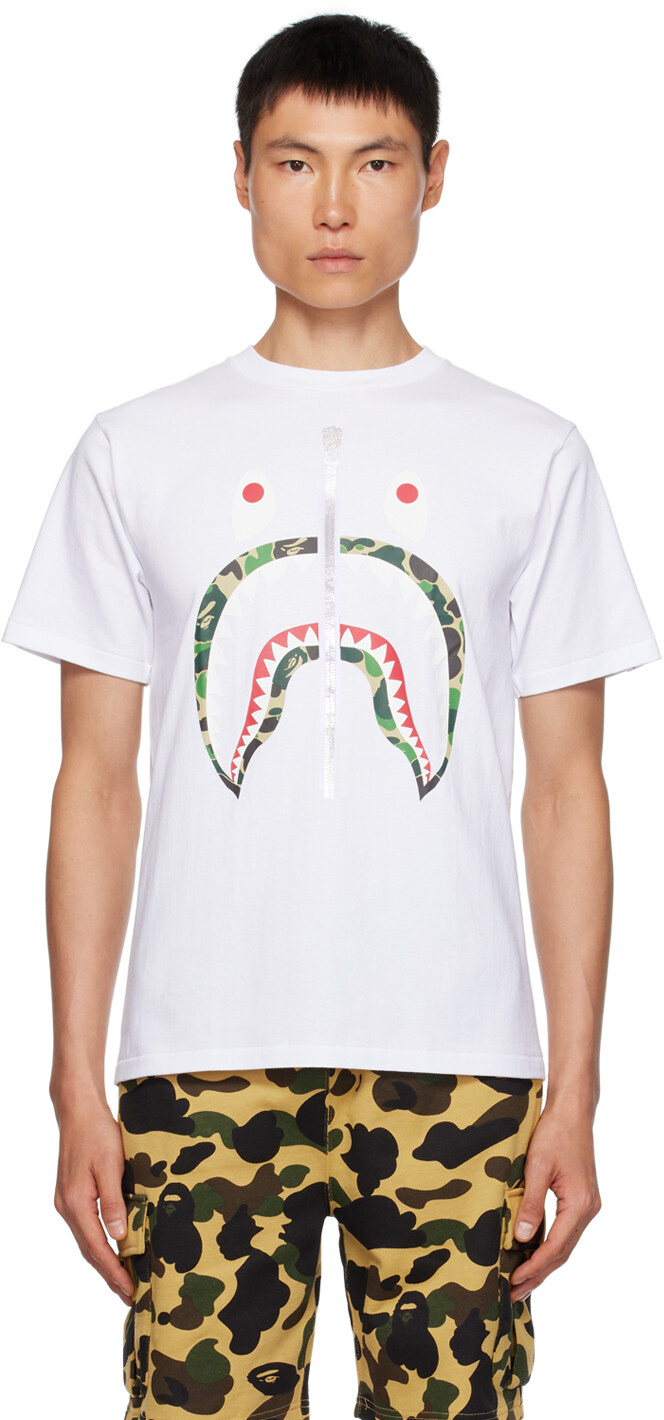 

BAPE Белая футболка ABC Camo Shark Shark, Белый