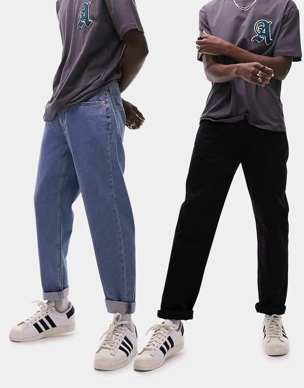 

Комплект из двух черных и потертых джинсов свободного покроя Topman