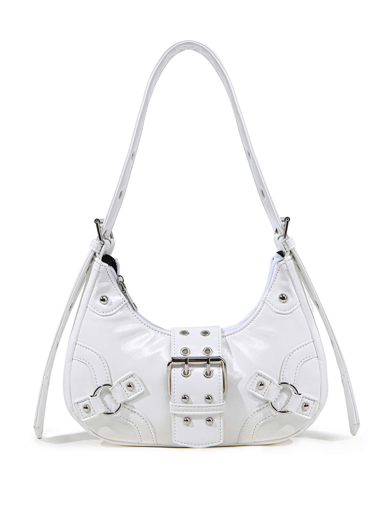 Легкая деловая повседневная сумка-хобо с пряжкой и декором для девочек-подростков, белый