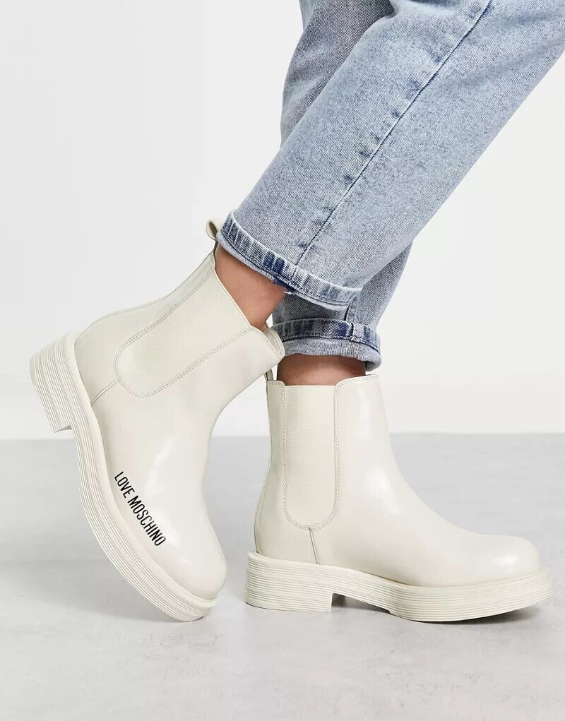 

Белые ботинки челси с логотипом Love Moschino, Серый