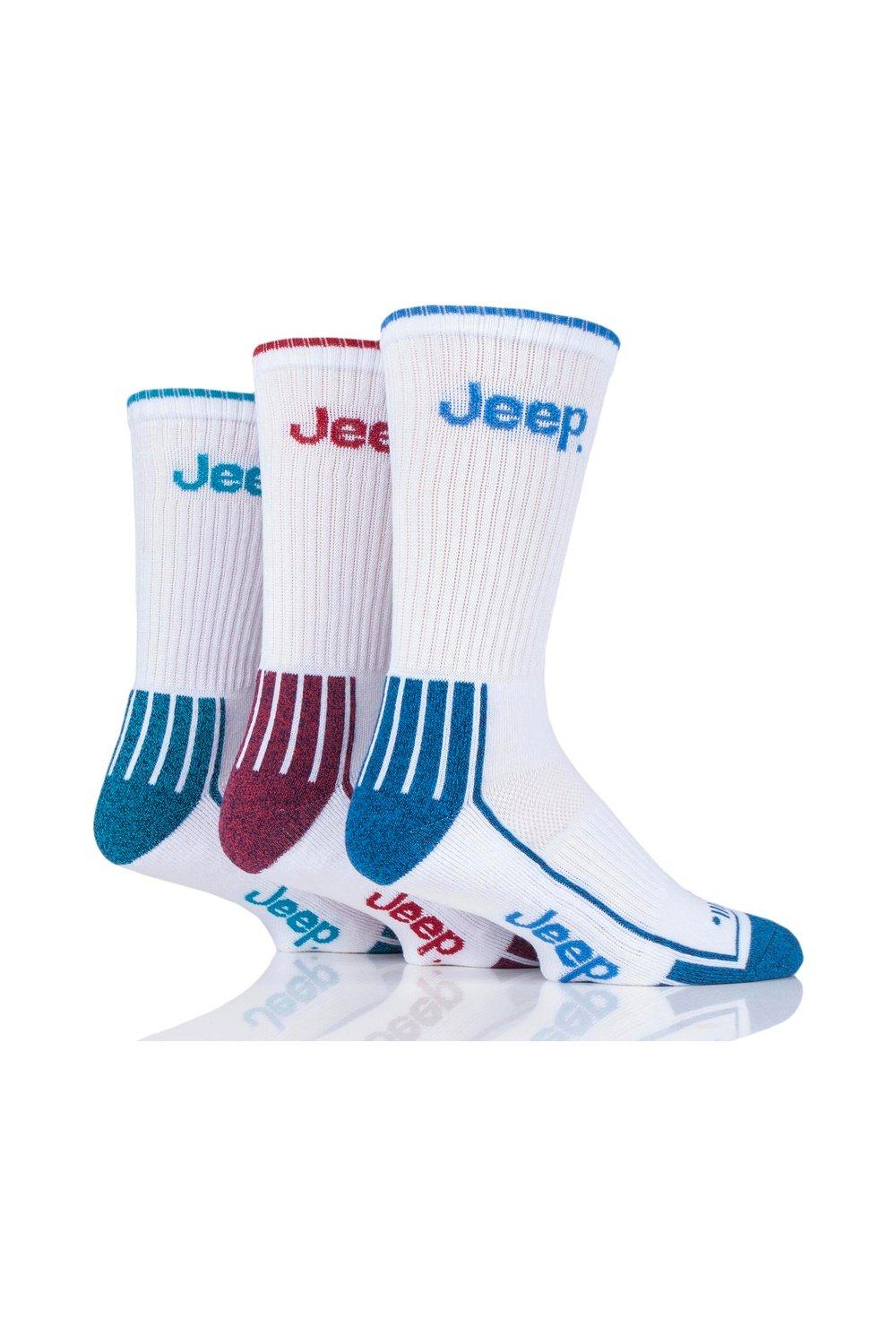 3 пары хлопковых спортивных носков с мягкой подкладкой Jeep, белый носки спортивные yonex socks 8422 x3 white l