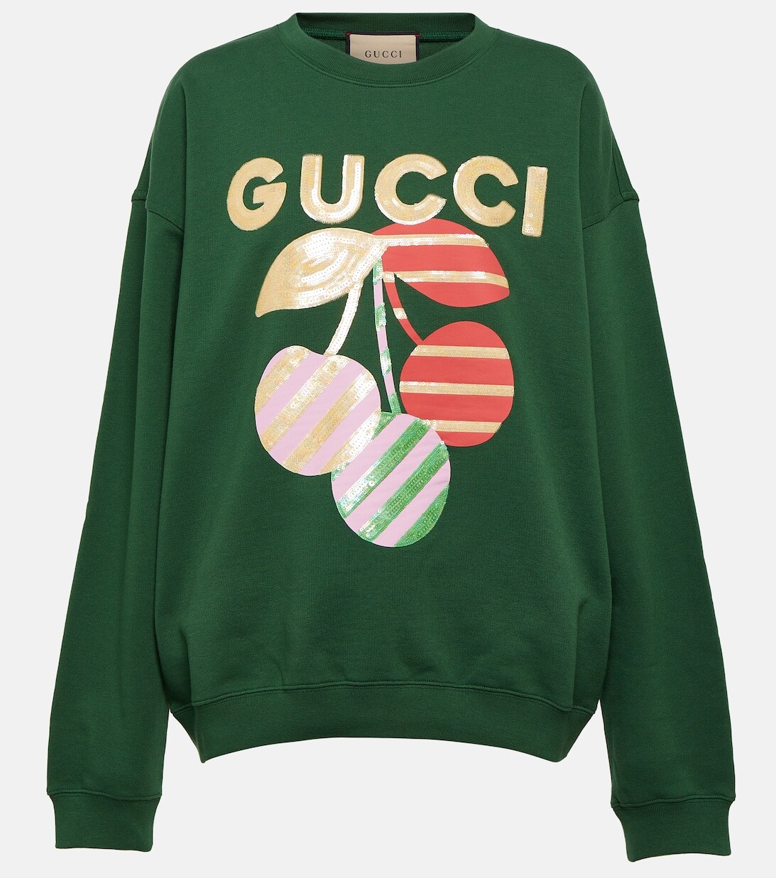 

Толстовка из хлопка с логотипом GUCCI, зеленый