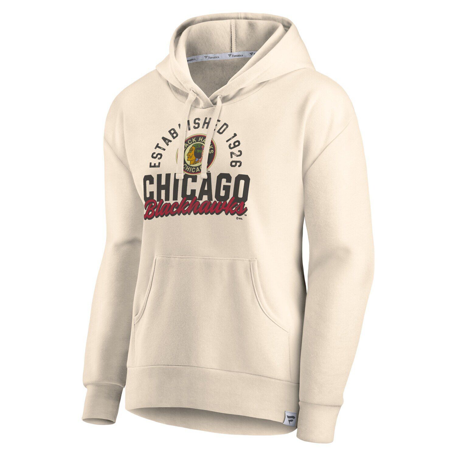 

Женский пуловер с капюшоном Fanatics кремового цвета с логотипом Chicago Blackhawks Carry the Puck Fanatics, Бежевый