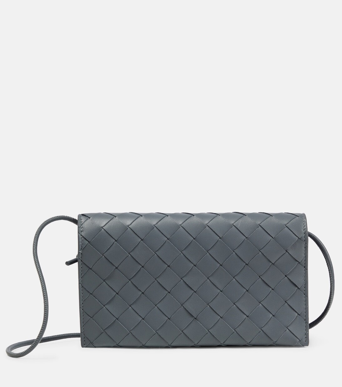 

Кожаный кошелек Intrecciato на цепочке Bottega Veneta, серый