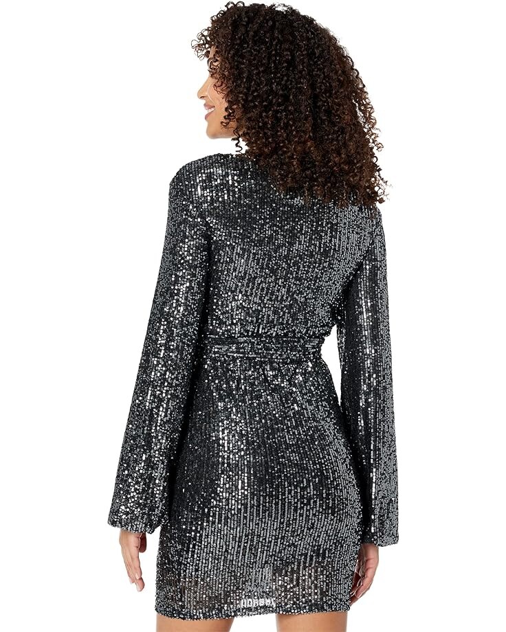 

Платье Bebe Knit Sequin Tie Waist Dress, угольный