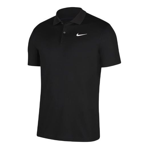 men slim fit summer lapel golf polo shirt Футболка Nike Dri-Fit Slim Fit Version Golf lapel Short Sleeve Polo Shirt Black, черный
