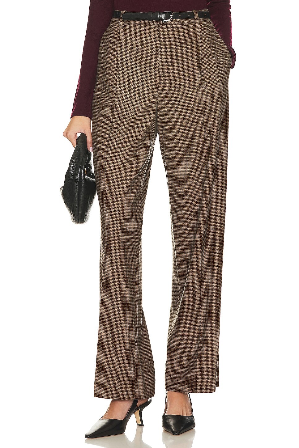 

Брюки Vince Houndstooth Pleat Front, цвет Black & Camel
