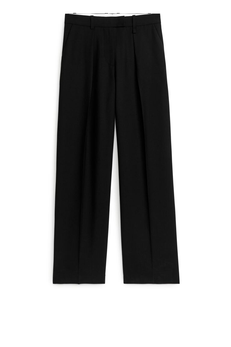 

Твиловые брюки из смесовой шерсти H&M, черный