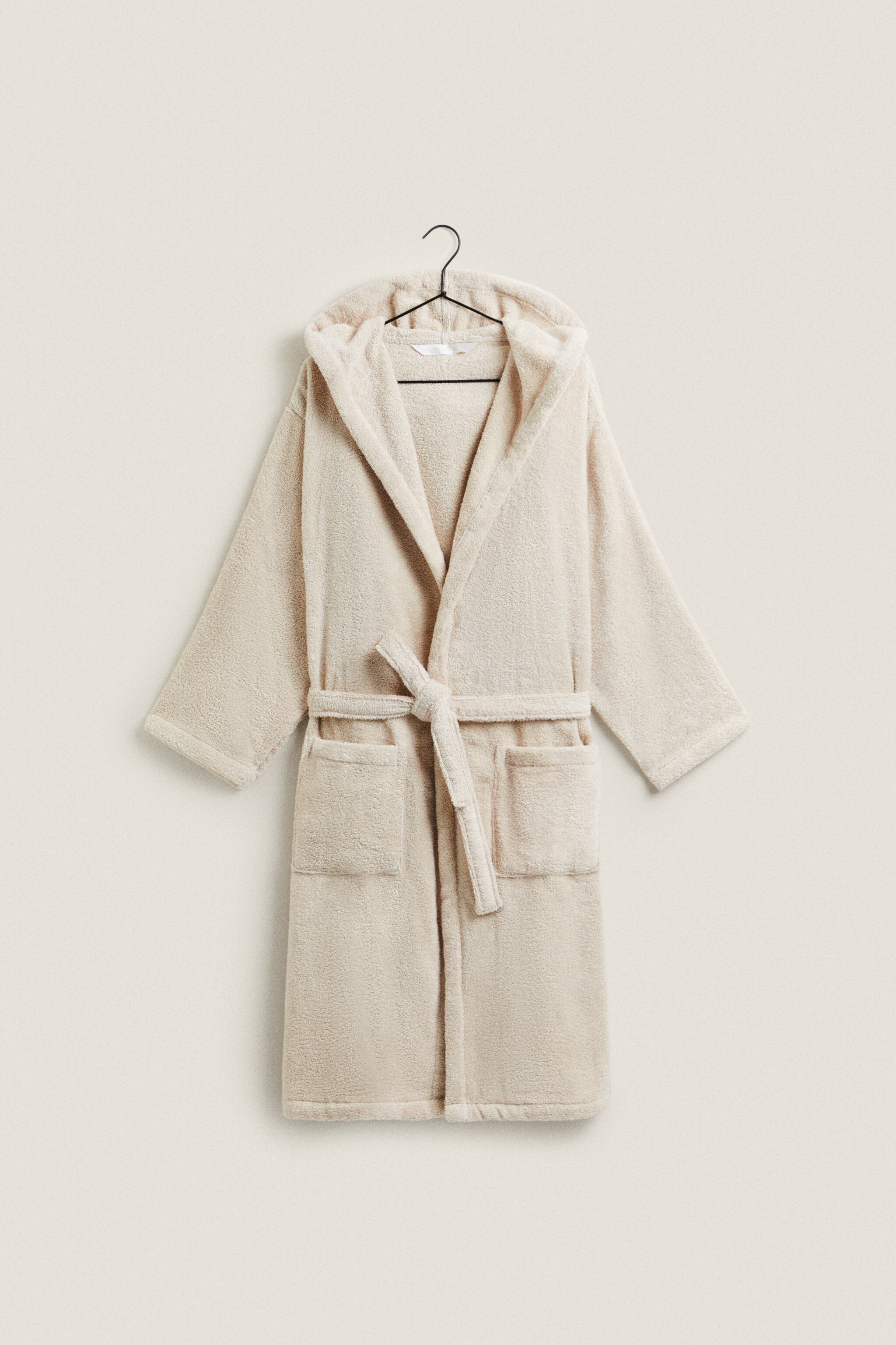 Экстра мягкий халат с капюшоном Zara, светлый песок