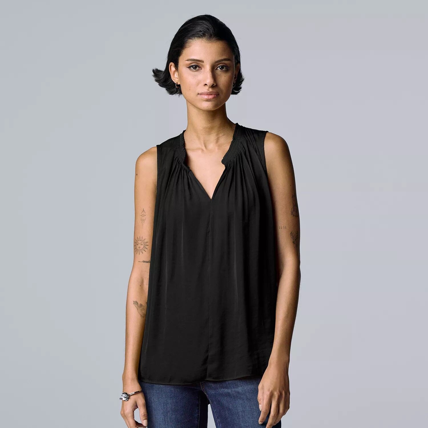 

Petite Simply Vera Плиссированный топ без рукавов Vera Wang Simply Vera Vera Wang