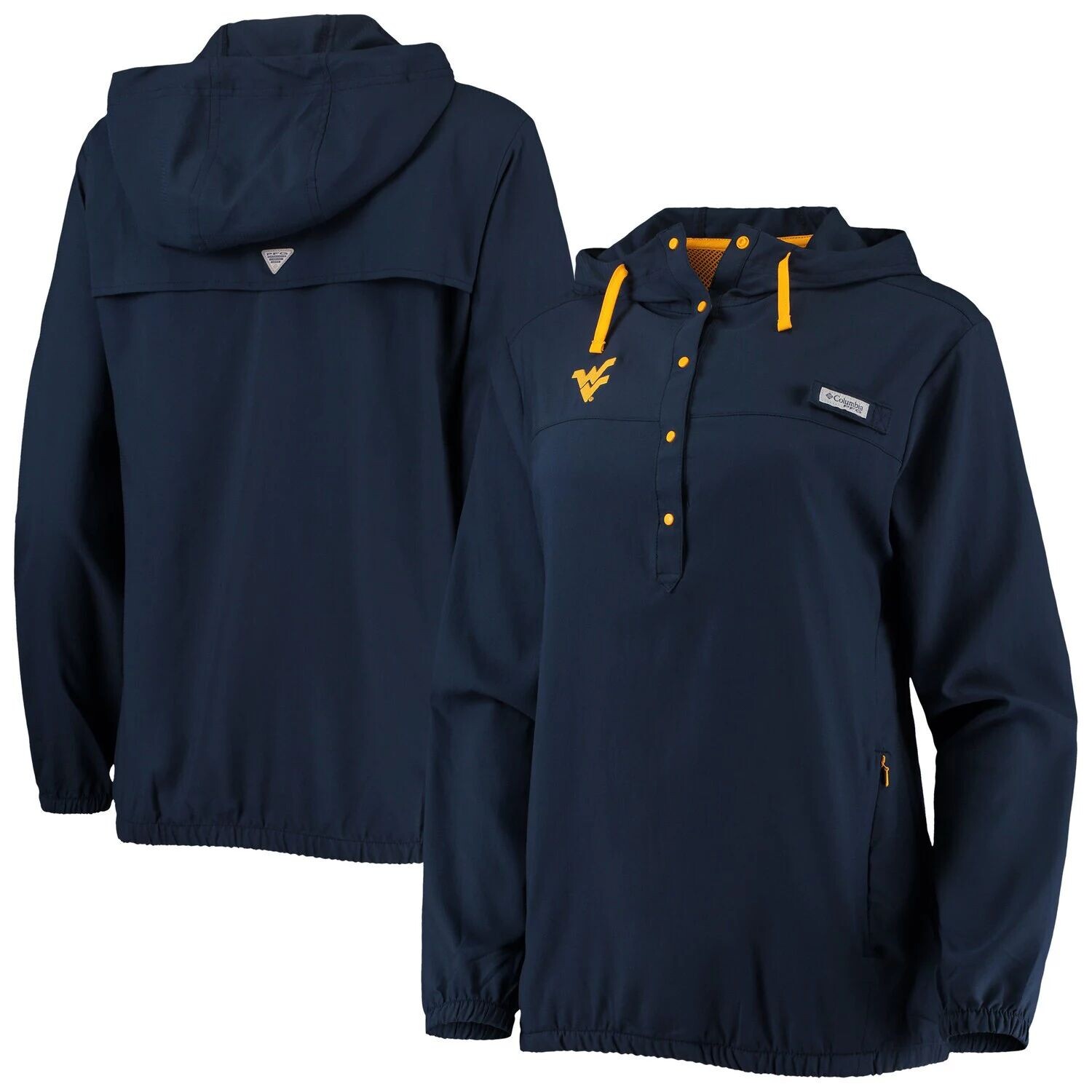 

Женский пуловер с капюшоном Columbia Navy West Virginia Mountaineers Tamiami, солнцезащитный пуловер Omni-Wick