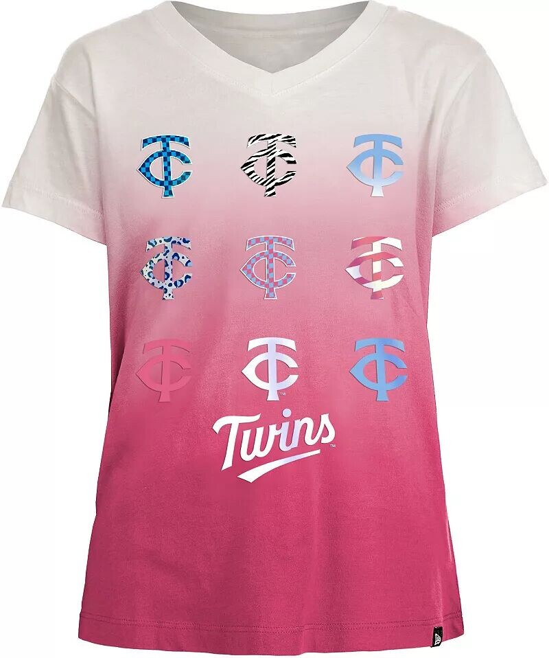 

Розовая футболка с v-образным вырезом New Era Girl's Minnesota Twins