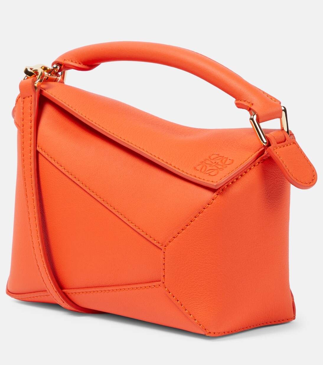 

Миниатюрная кожаная сумка через плечо puzzle edge Loewe, апельсин