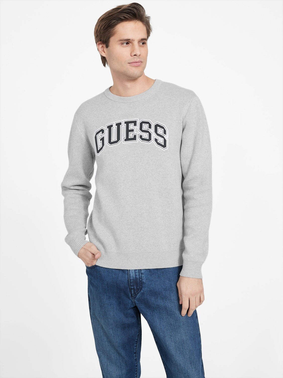

Свитер Kelly с вышивкой Guess Factory, цвет Light Heather Grey