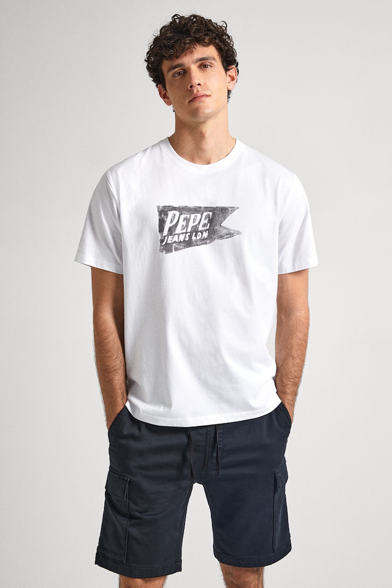 Хлопковая футболка с логотипом Pepe Jeans London, серый