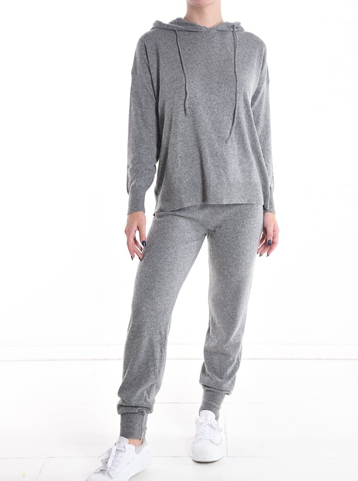 

Cashmere Blend Co-ord с капюшоном на кулиске, серый