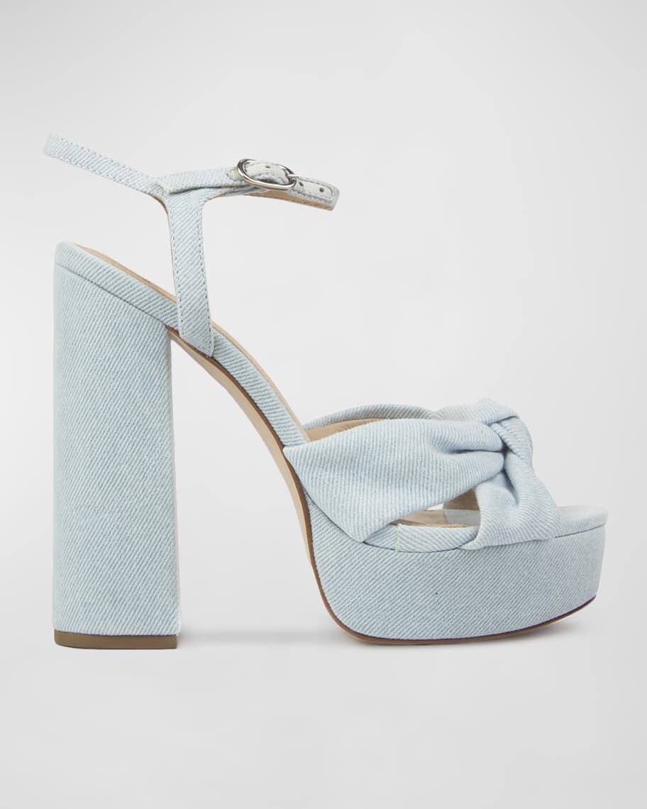 

Сандалии Abby Denim на платформе с узлом Black Suede Studio