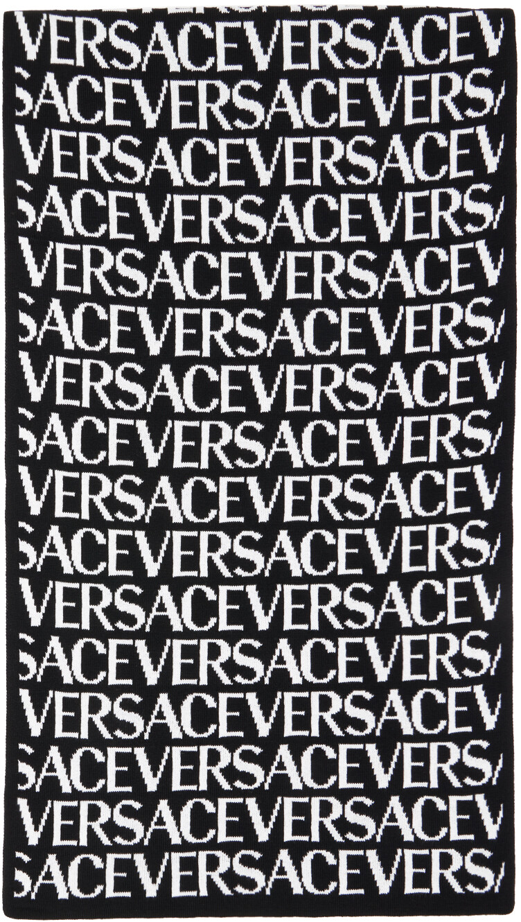 

Черный шарф с логотипом Versace, Серый