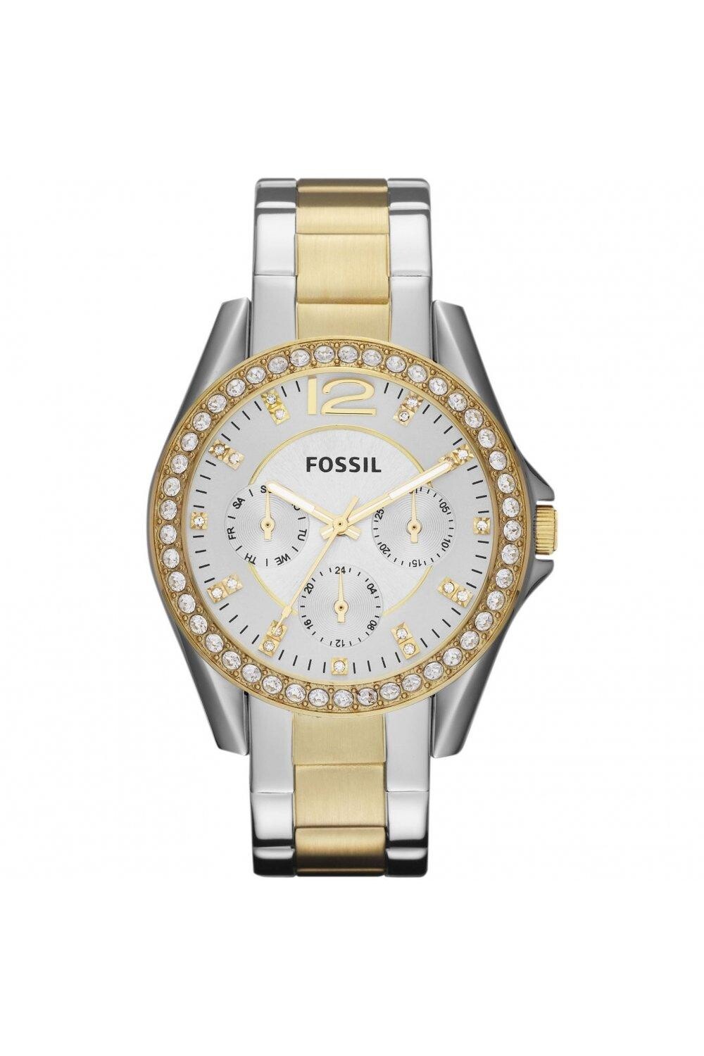 

Модные аналоговые кварцевые часы Riley из нержавеющей стали - Es3204 Fossil, серебро
