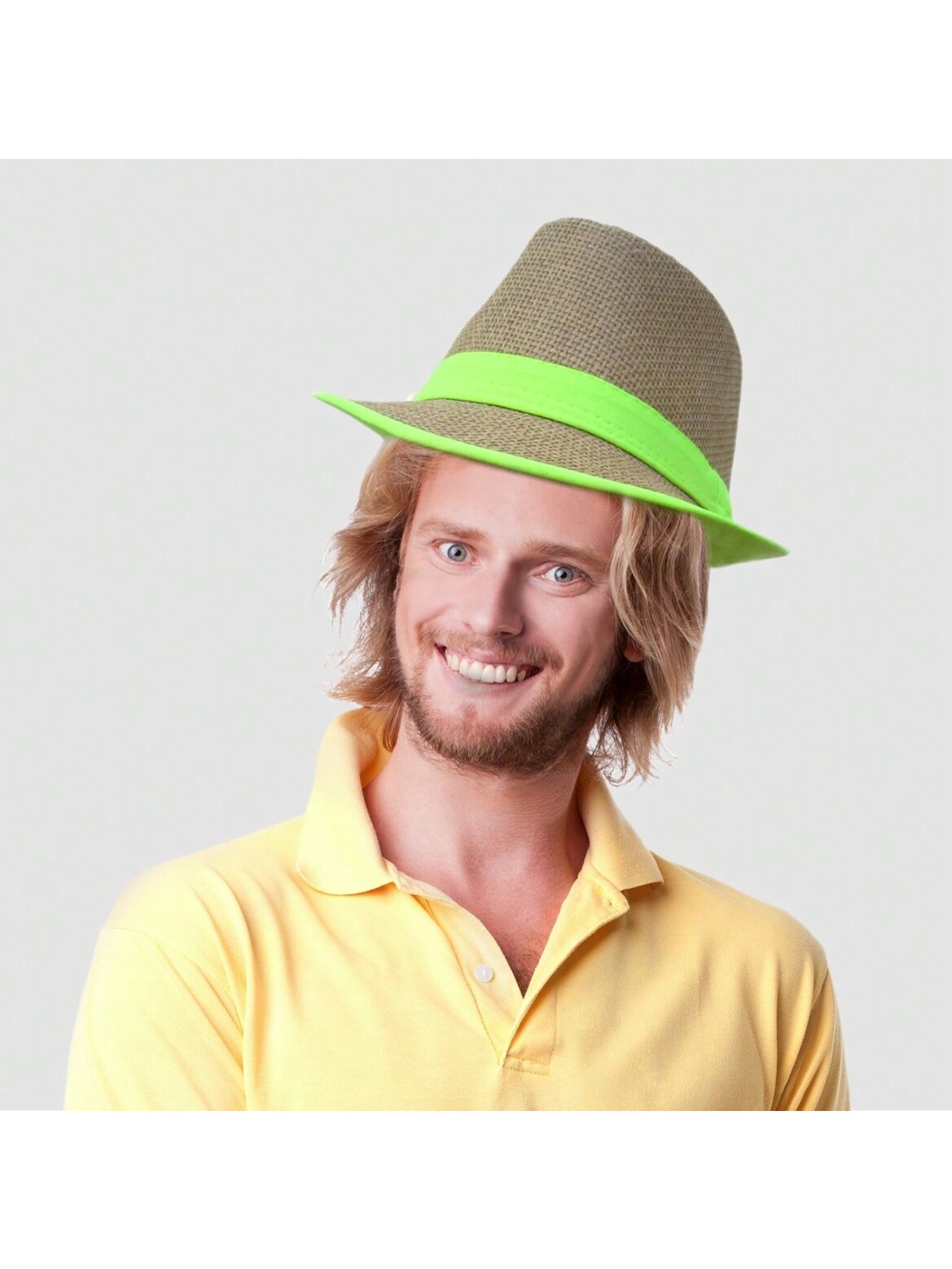 Плетеная шляпа-федора, зеленый