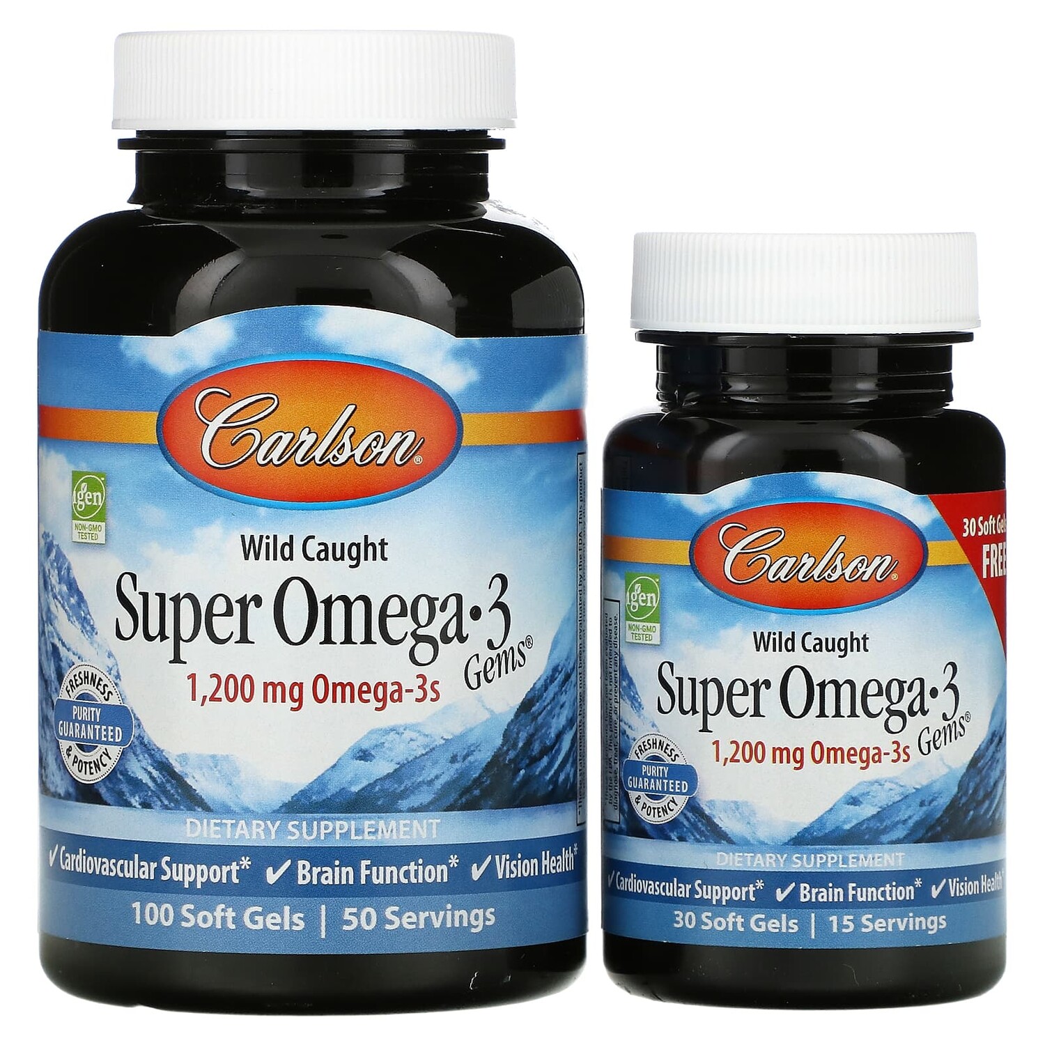 

Wild Caught Super Omega-3 Gems, высокоэффективная омега-3 из морской рыбы, 600 мг, 100 плюс 30 капсул, Carlson