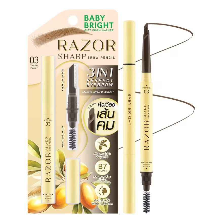 

Baby Bright Карандаш для бровей Razor Sharp 0,15г. 03 Мокко Браун, Mocha Brown