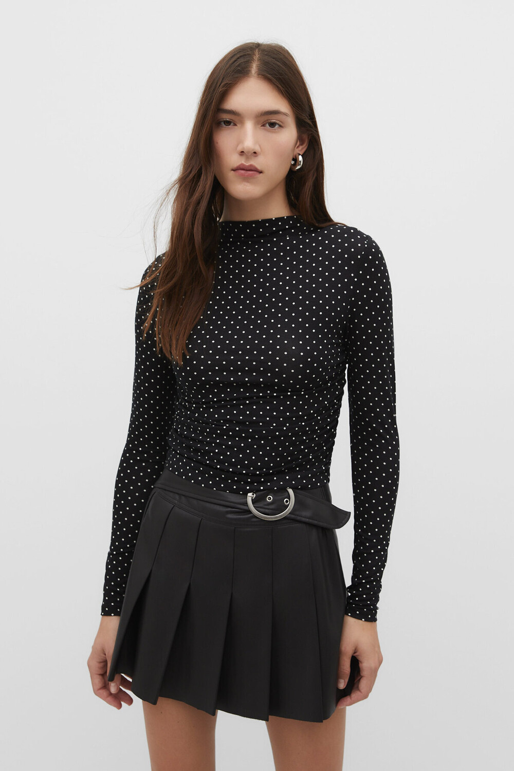 

Футболка из вискозы со сборками Stradivarius, белый