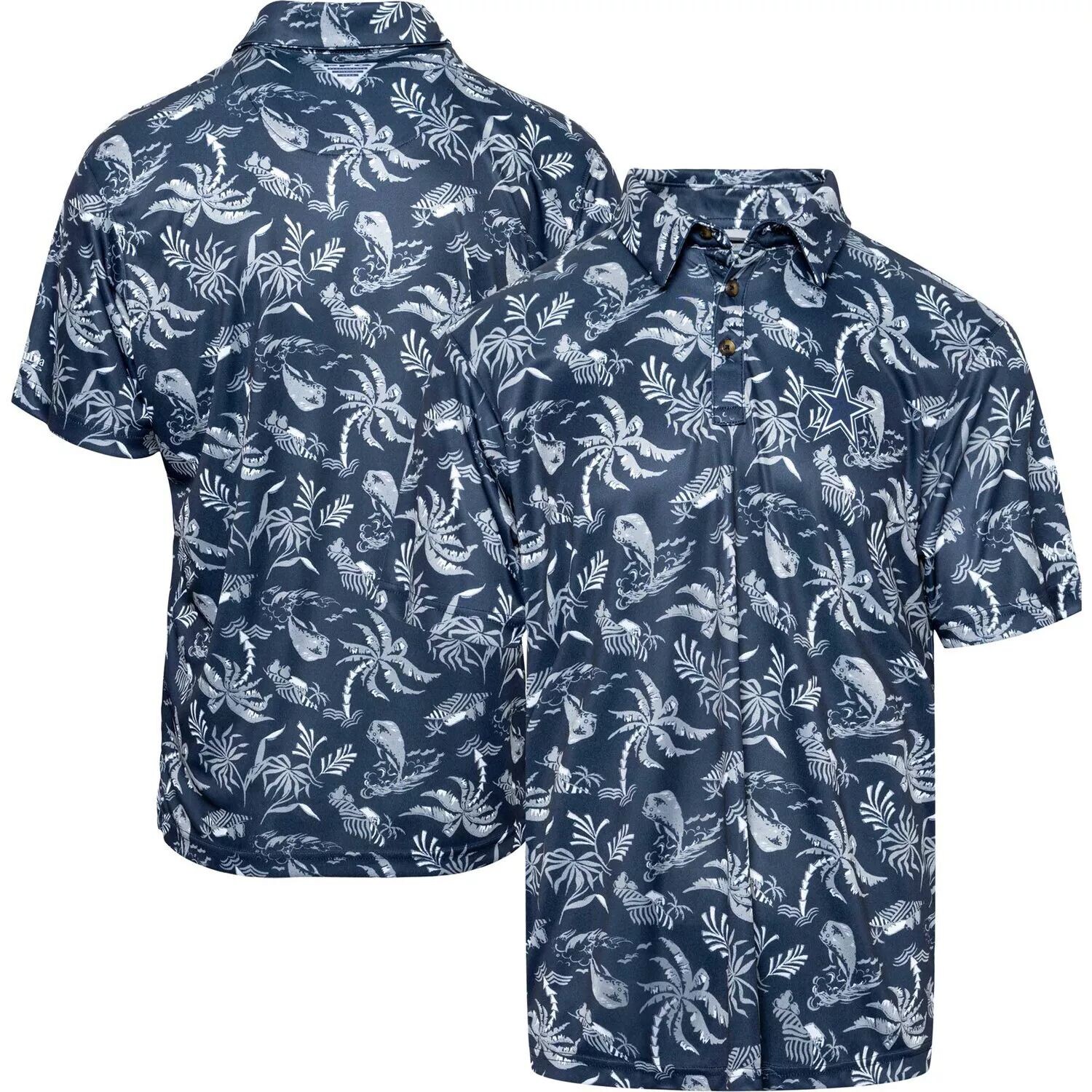 

Мужская футболка-поло Columbia Navy Dallas Cowboys Super Terminal Tackle Omni-Shade