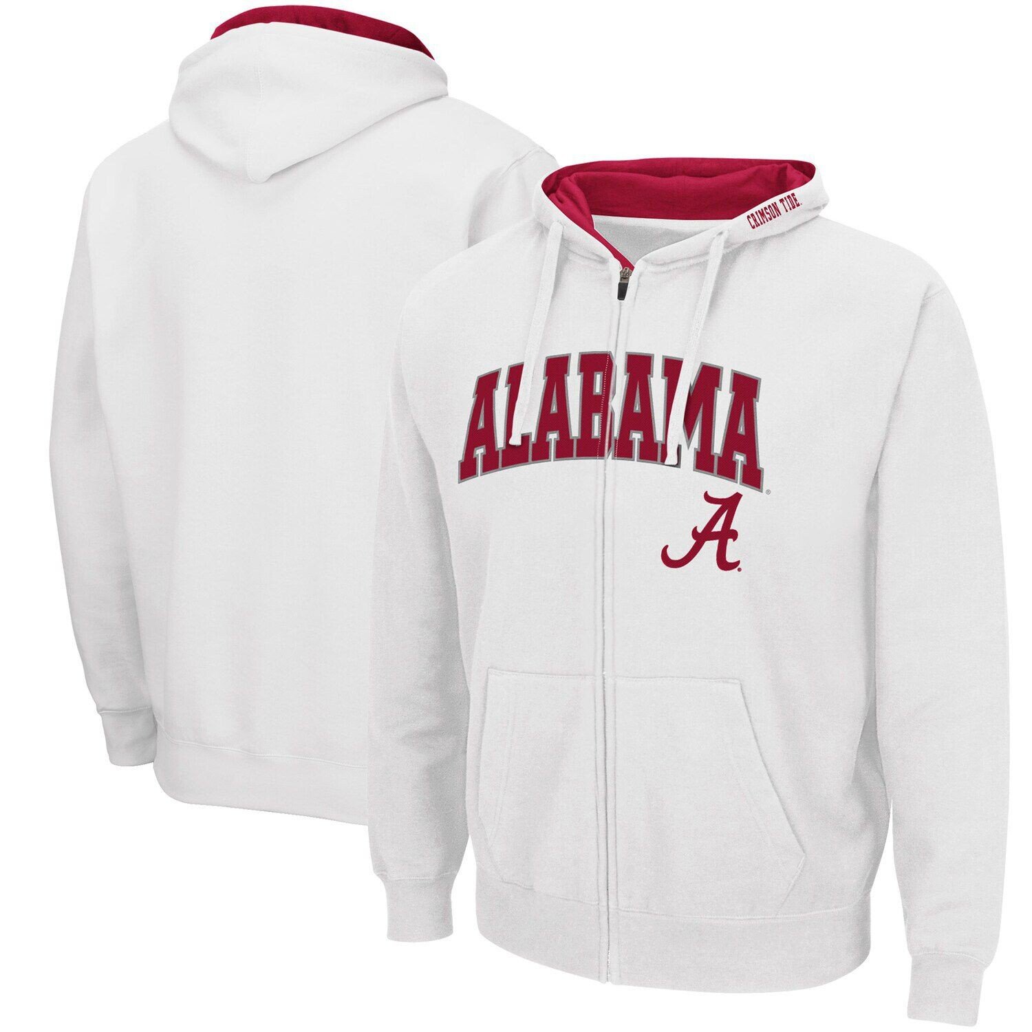 

Мужская белая толстовка с молнией во всю длину Alabama Crimson Tide Arch & Logo 3.0 Colosseum, Белый