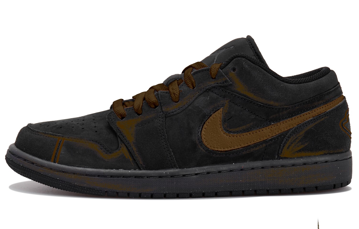 

Кроссовки Air Jordan 1 Vintage Basketball Shoes Men Low-top Black/Brown, черный/коричневый