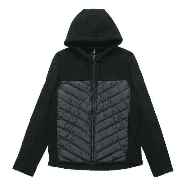 Пуховик adidas neo M Dly Dwn Jkt Sports Splicing Fleece hooded down Jacket Black, черный