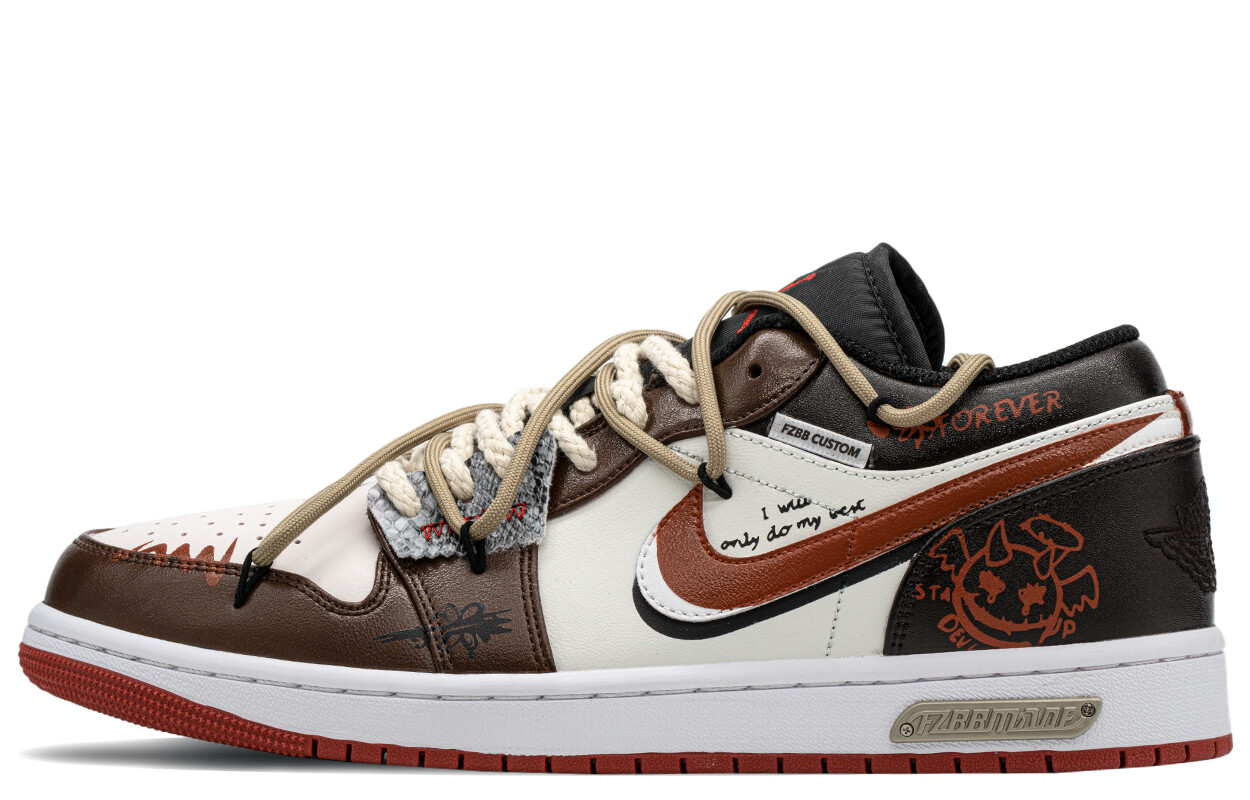 

Кроссовки Air Jordan 1 Vintage Basketball Shoes Men Low-top Brown/red, коричневый