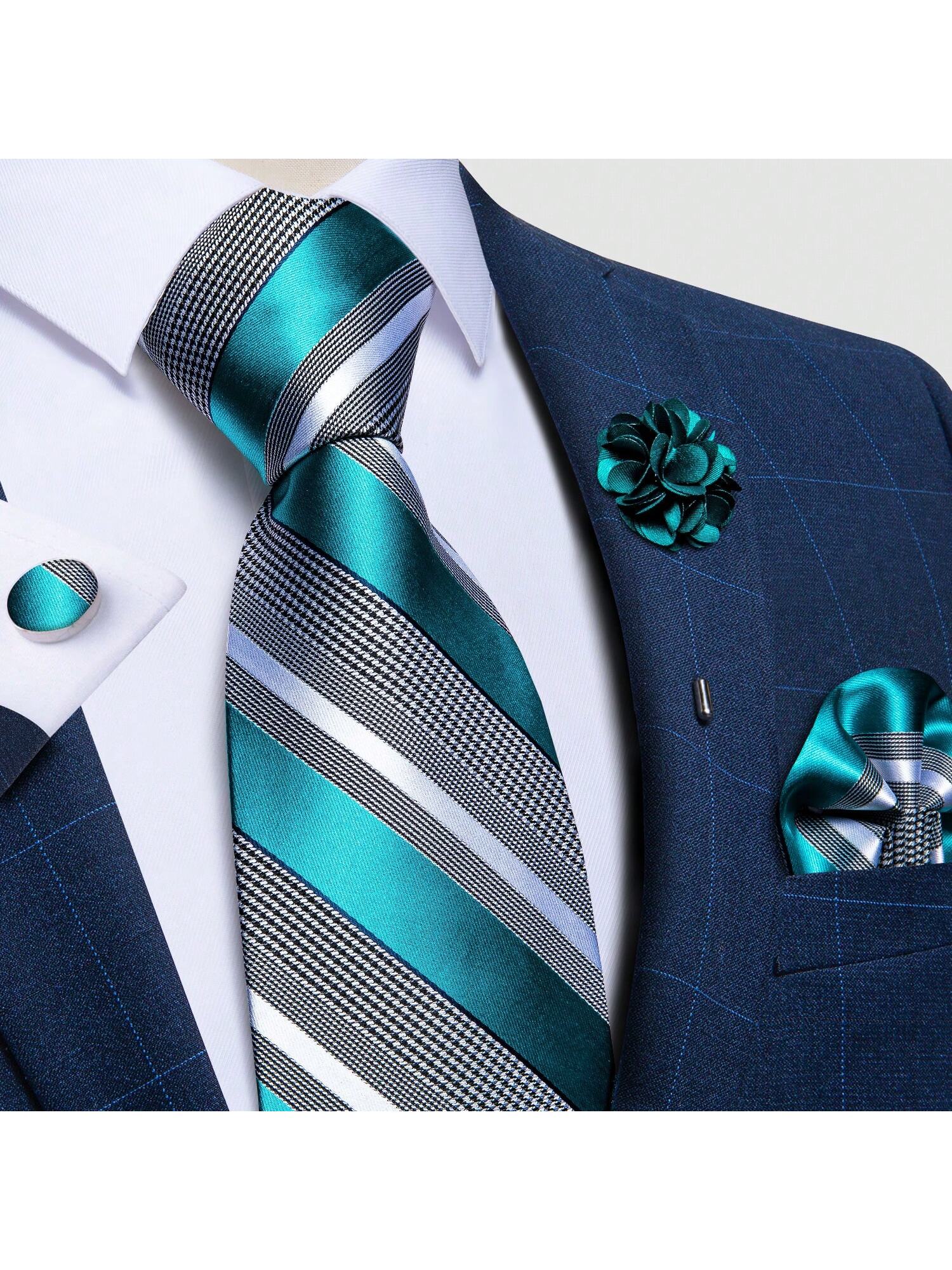 мужские галстуки новинка 2023 галстук бабочка с синими вертикальными полосками галстуки DiBanGu мужские галстуки, зеленый