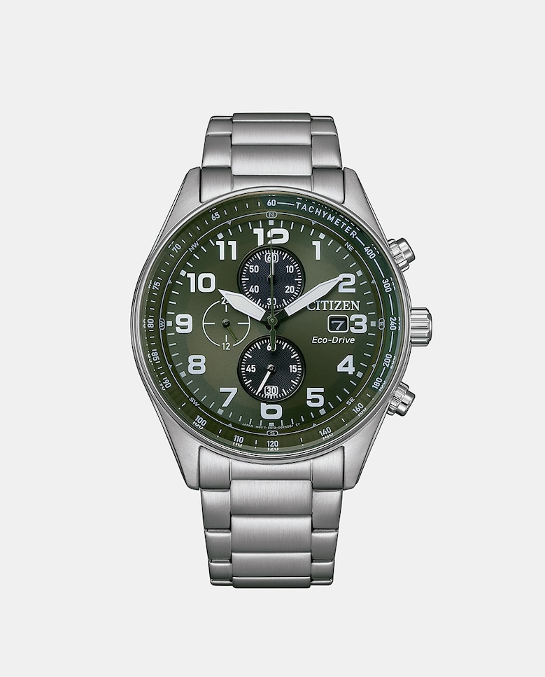 Of Collection CA0770-72X Eco-Drive Мужские часы из стали с хронографом Citizen, серебро женские серьги гвоздики из нержавеющей стали с арабским именем